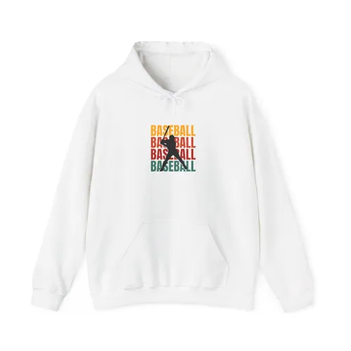 Baseball Silhouette Hoodie – Retro Stacked “BASEBALL” Graphic