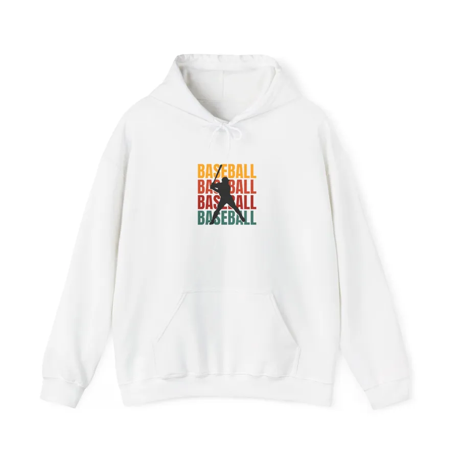 Baseball Silhouette Hoodie – Retro Stacked “BASEBALL” Graphic