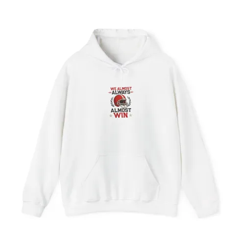 Football Hoodie — “We Almost Always Almost Win” Vintage Helmet Pullover