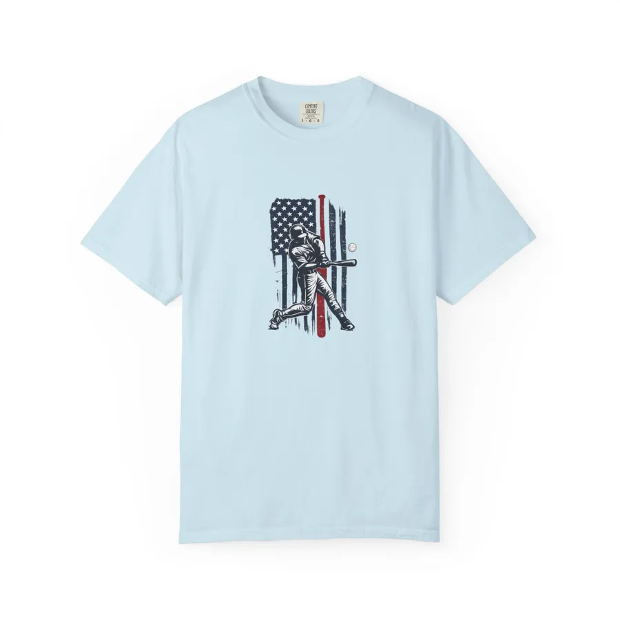 Baseball Player American Flag T-Shirt