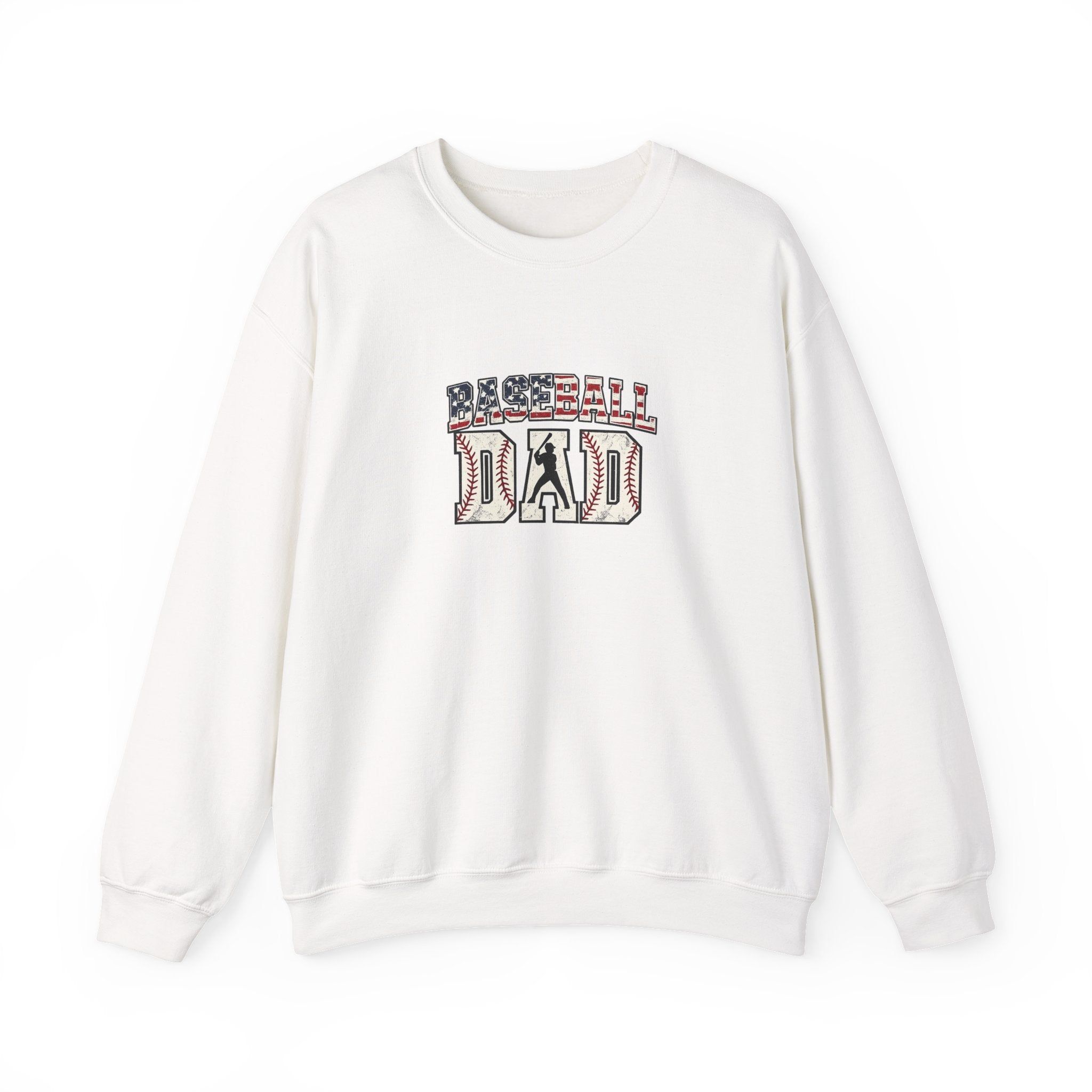 Baseball Dad Crewneck Sweatshirt - Patriotic Vintage Baseball Design