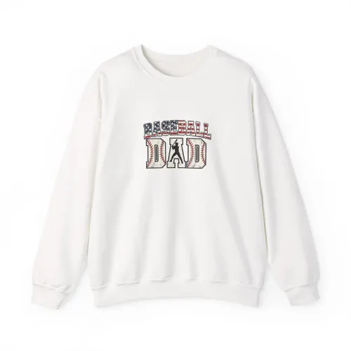 Baseball Dad Crewneck Sweatshirt - Patriotic Vintage Baseball Design