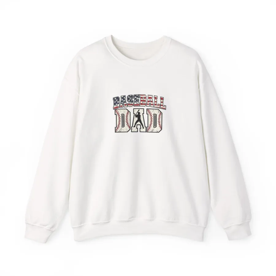Baseball Dad Crewneck Sweatshirt - Patriotic Vintage Baseball Design