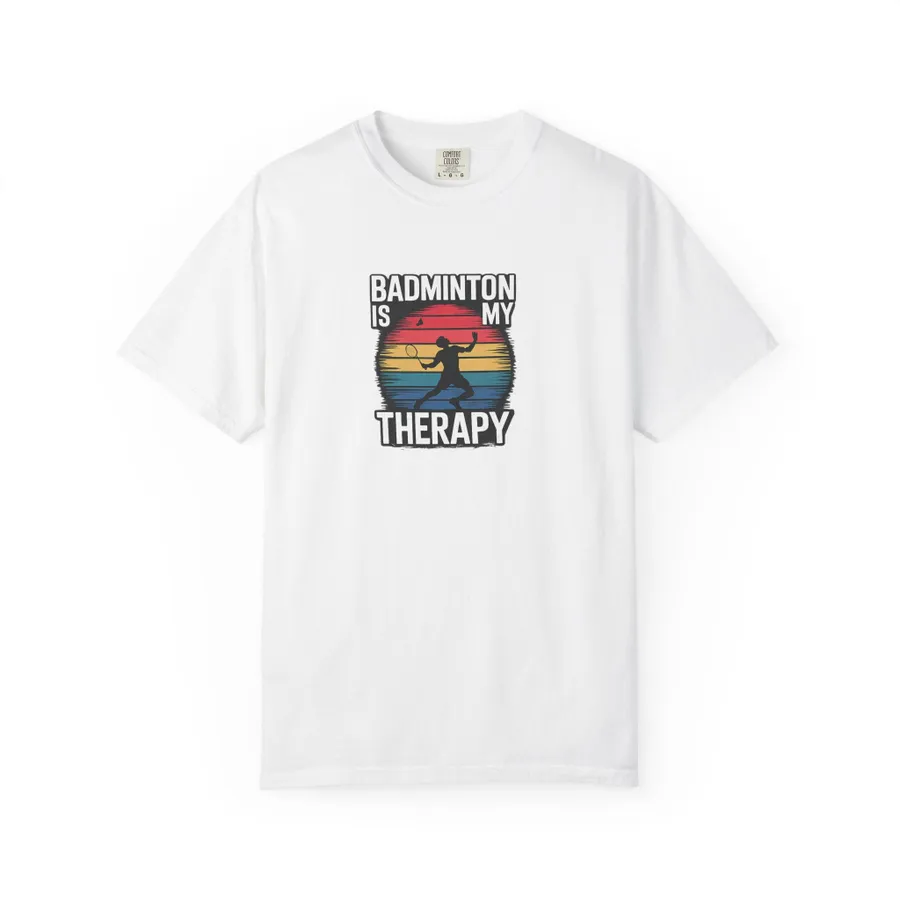 Badminton Is My Therapy T-Shirt — Retro Player Graphic Tee for Players & Fans